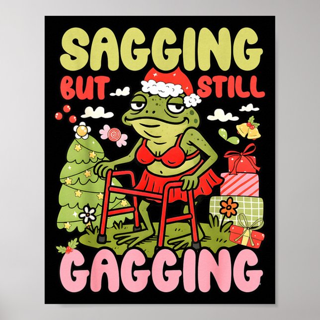 Affiche Xmas Drôle de Grenouille Meme Noël qui tombe Mais  (Devant)