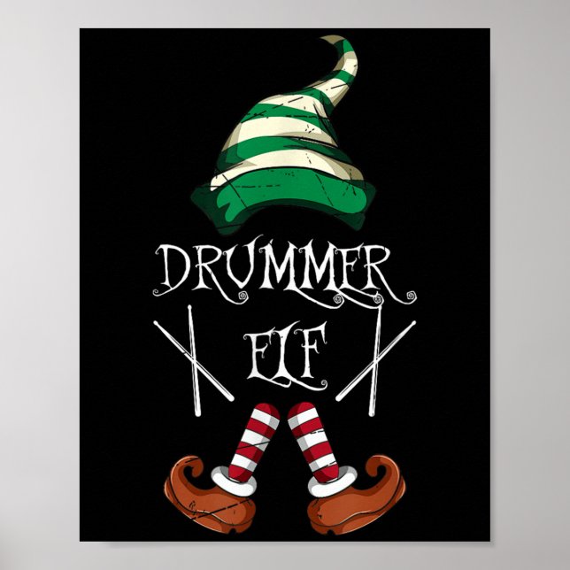 Affiche Xmas Drumsticks Music Matching Drummer Elf Pajama  (Devant)