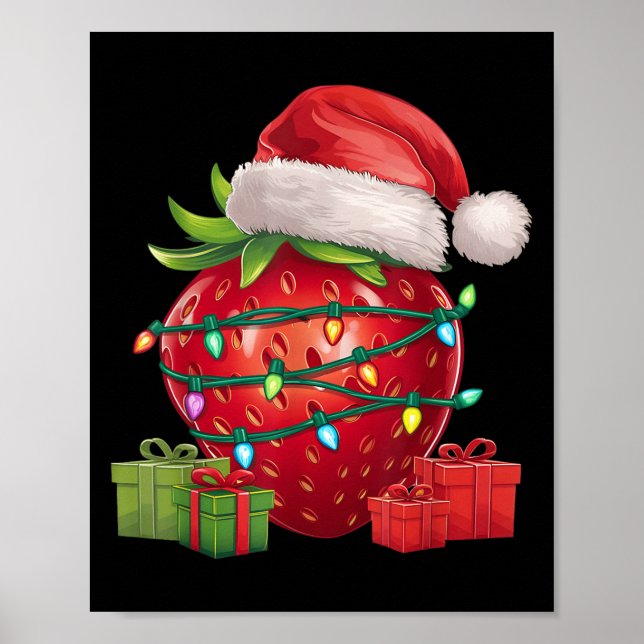 Affiche Xmas Lighting Santa Hat Strawberry Christmas  (Devant)