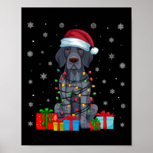 Affiche Xmas Lights Père Noël Allemand Pointeur court chie