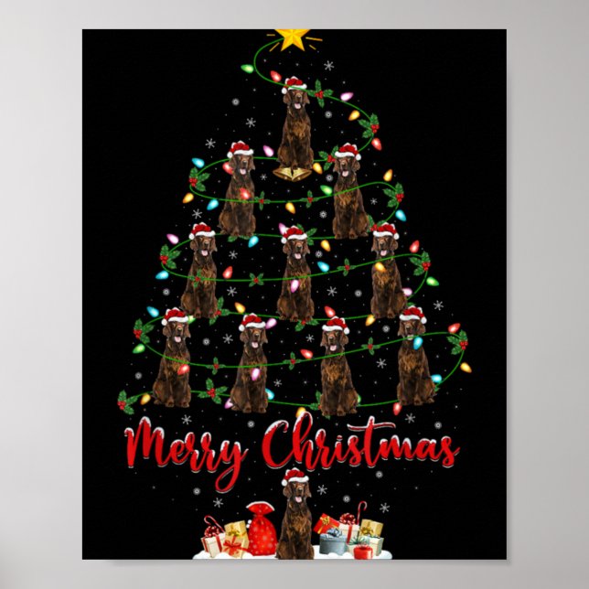 Affiche Xmas Lights Santa Irish Setter Dog Christmas Tree  (Devant)