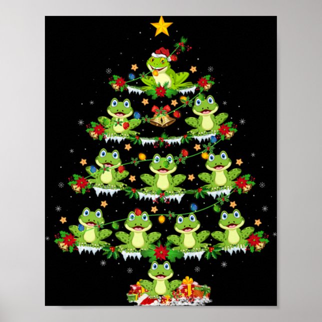 Affiche Xmas Lights Santa Tree Frog Christmas Tree Premium (Devant)