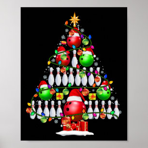 Affiche Xmas Tree Bowling Xmas Lights Père Noël Bowling Ll