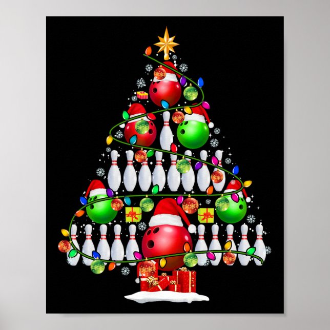 Affiche Xmas Tree Bowling Xmas Lights Père Noël Bowling Ll (Devant)