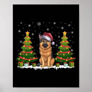Affiche Xmas Tree illuminent le berger allemand Chien Père