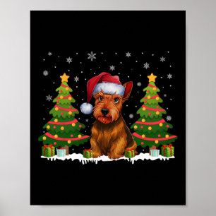 Affiche Xmas Tree Light Scottish Terrier Chien Père Noël C