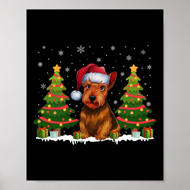 Affiche Xmas Tree Light Scottish Terrier Chien Père Noël C (Devant)