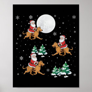 Affiche Xmas Tree Père Noël équitation Irlandais Wolfhound