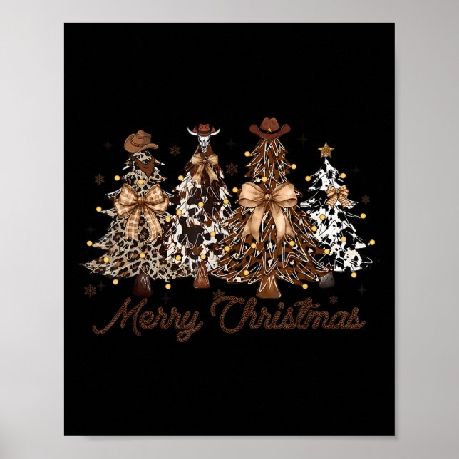 Affiche Xmas Trees Cowboy Western Merry Christmas Holiday  (Devant)