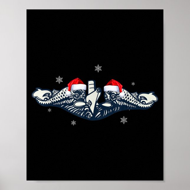 Affiche Xmas Veterans Day U.s Submarine Santa Hat Christma (Devant)