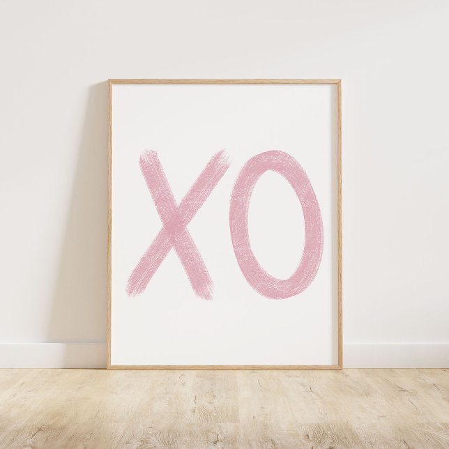 Affiche XO rose (A chalky brush style XO in pink)
