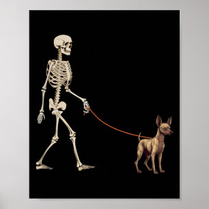 Affiche Xoloitzcuintli Xolo squelette de chien drôle march