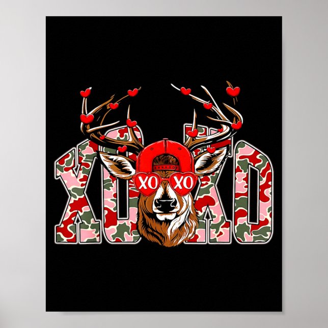 Affiche Xoxo Camo Buck Deer Hunting Valentine's Day Boys K (Devant)