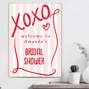 Affiche XOXO Dessin à la Main Rose Bienvenue à la Fête de 