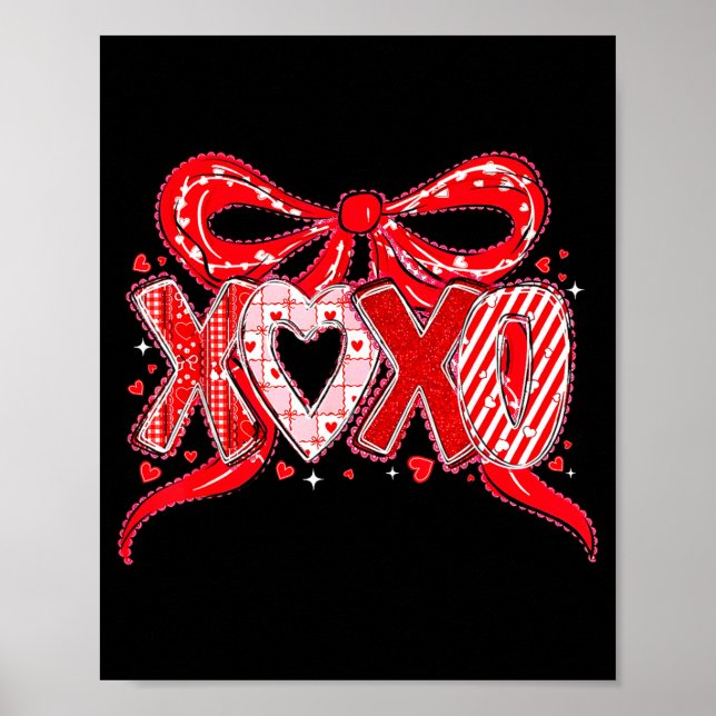 Affiche Xoxo Funny Valentines Day Love Coquette Bow Checke (Devant)