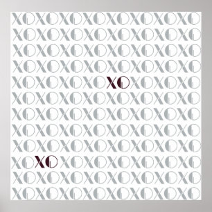 Affiche XOXO gris et rouge