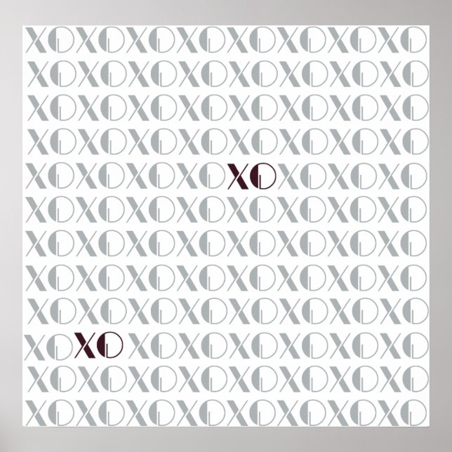 Affiche XOXO gris et rouge (Devant)