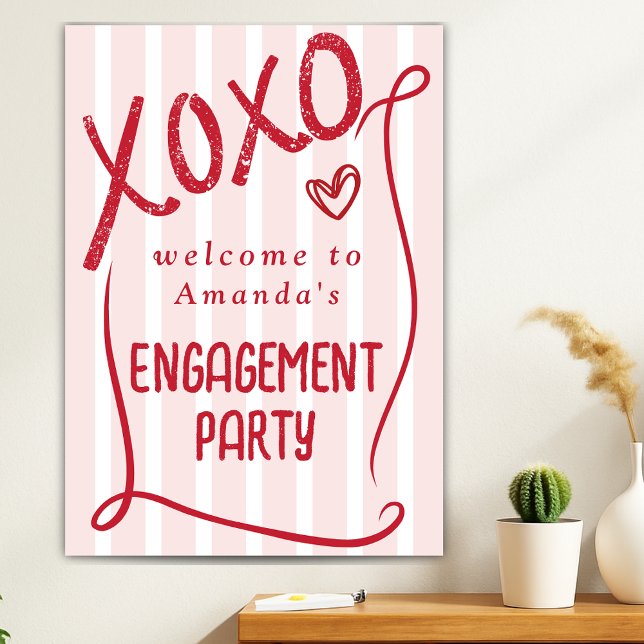 Affiche XOXO Hand Drawn Pink Engagement Party Welcome (Créateur téléchargé)