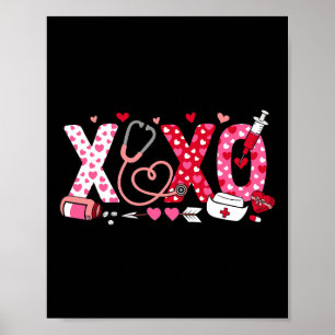 Affiche Xoxo Infirmière Stéthoscope de la Saint-Valentin V