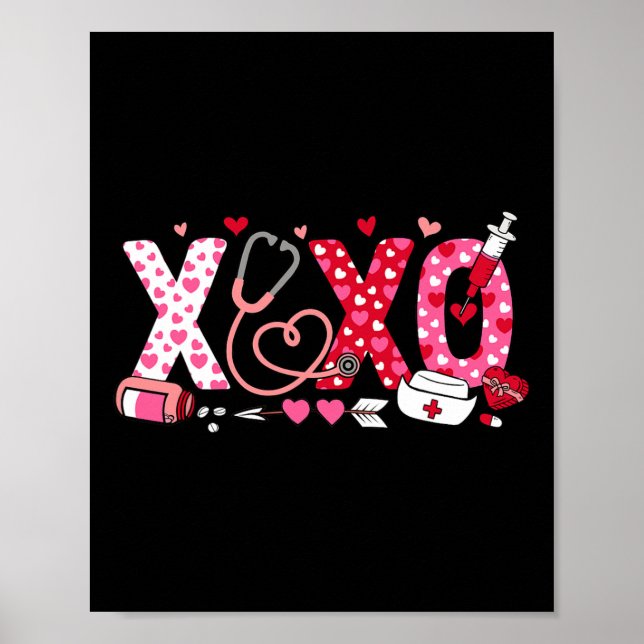 Affiche Xoxo Infirmière Stéthoscope de la Saint-Valentin V (Devant)