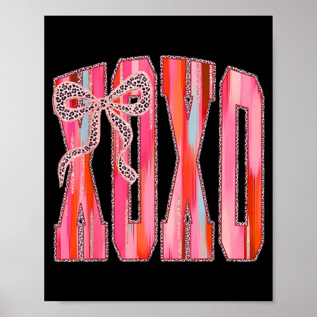 Affiche Xoxo nœud léopard drôle Coquette Saint-Valentin Nk (Devant)