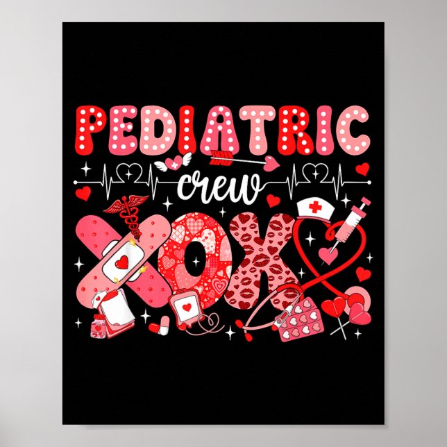 Affiche Xoxo Nurse Pediatric Crew Nurse Valentine Leopard  (Devant)