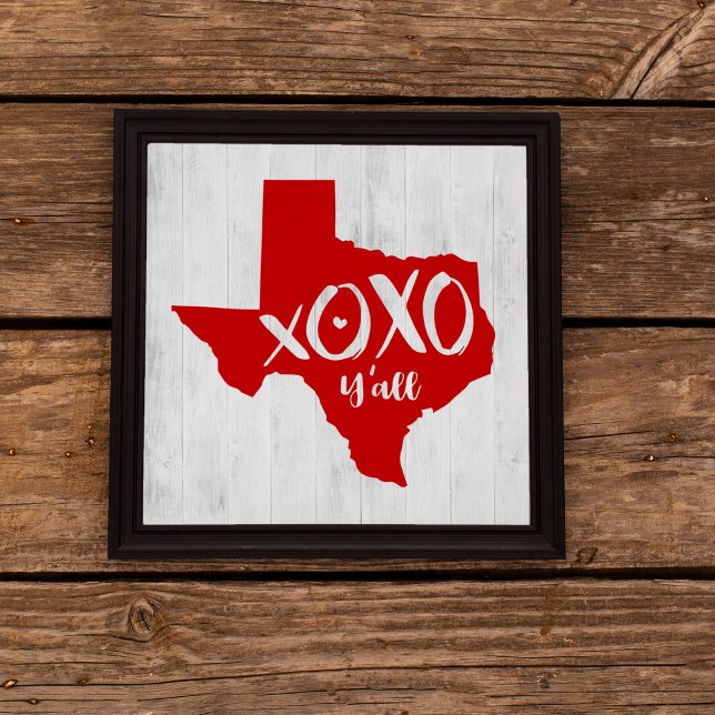 Affiche XOXO, Y'all - Forme d'état du Texas rouge (Créateur téléchargé)