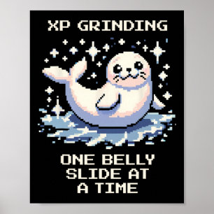 Affiche XP Meulage Glissade du ventre Pixel Seal Rétro Gam