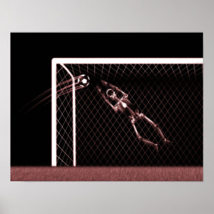 AFFICHE XRAY SKELETON SOCCER GOALIE RED