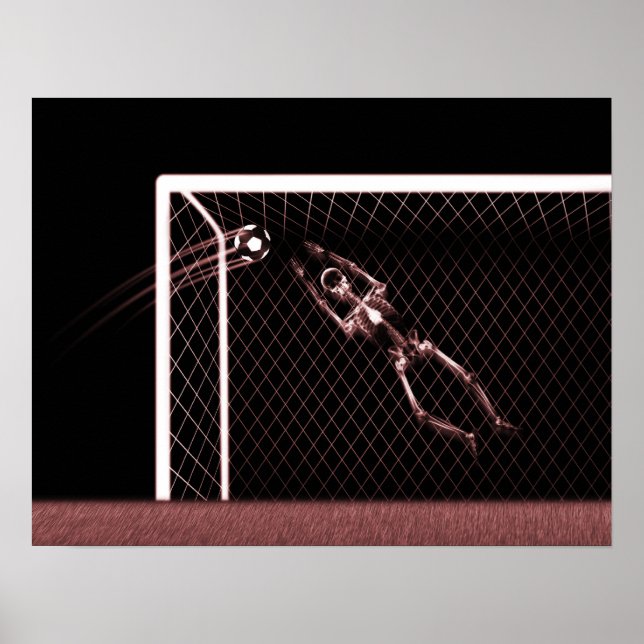 AFFICHE XRAY SKELETON SOCCER GOALIE RED (Devant)