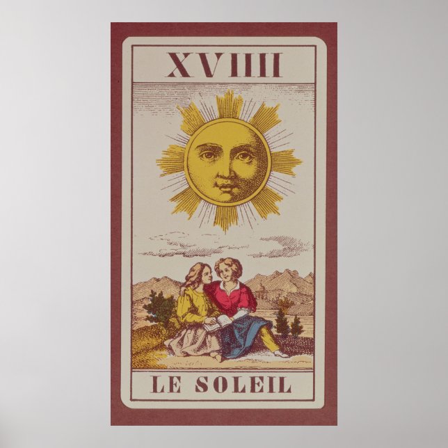 Affiche XVIIII Le Soleil, carte tarot française du Soleil (Devant)