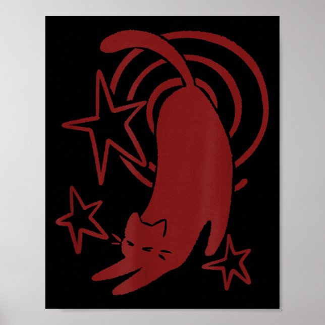 Affiche Y2K 90s Mignon Tomcat Endormi S'étirant Sous (Devant)