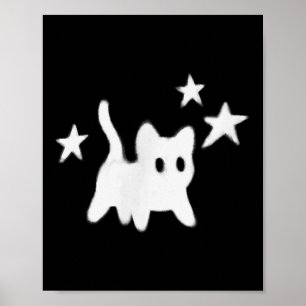 Affiche Y2k 90s Scary Tomcat Chat est effrayé sous étoile