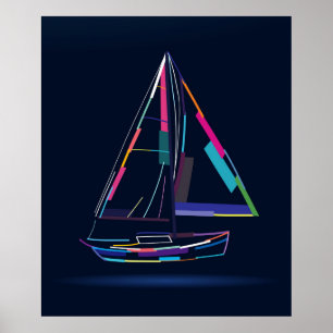 Affiche yacht à voile Abstrait