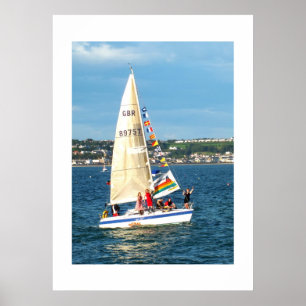 Affiche Yacht avec drapeaux Jersey