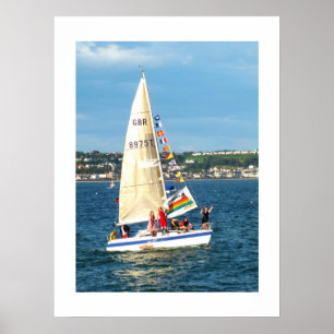 Affiche Yacht avec drapeaux Jersey