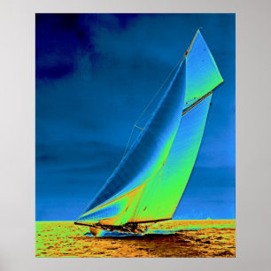 Affiche Yacht Columbia 1901 Colorisé