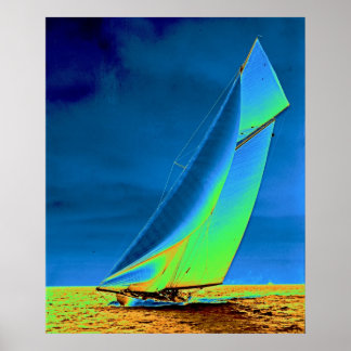 Affiche Yacht Columbia 1901 Colorisé