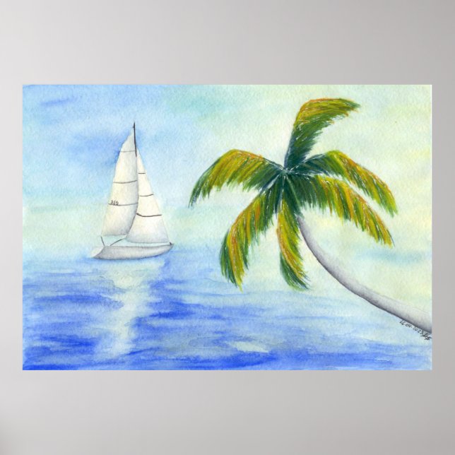 Affiche Yacht sur la mer Palma (Devant)