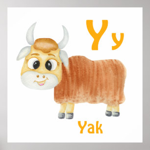 Affiche Yak personnaliser ABC : Lettre Y - Ajouter votre n