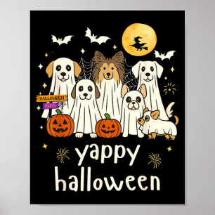Affiche Yappy Halloween Drôles de chiens fantômes Hallowee