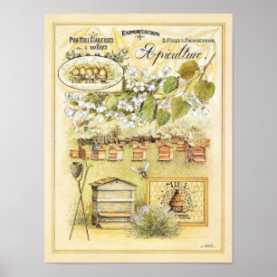 Affiche Yard vintage d'abeille de l'apiculture