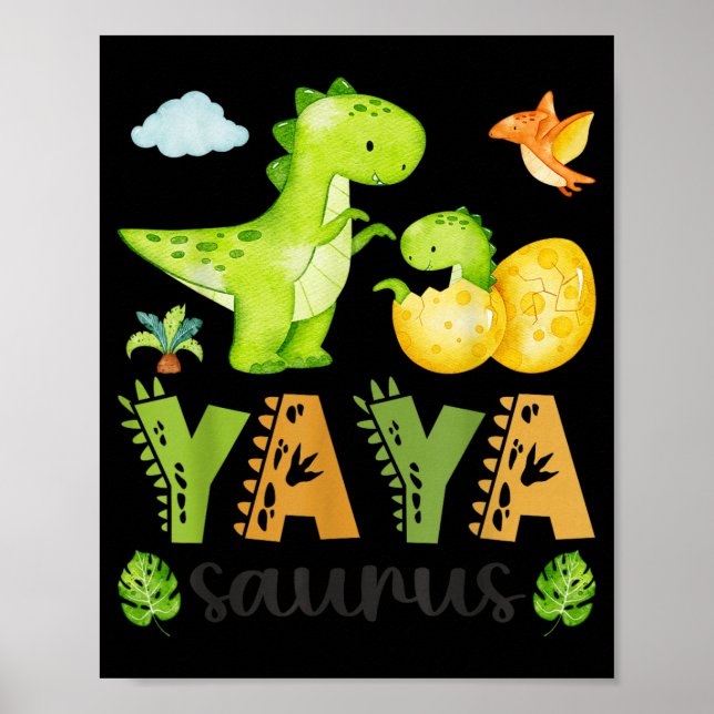 Affiche Yaya Saurus T-Rex Dinosaure Correspondant à la Fêt (Devant)