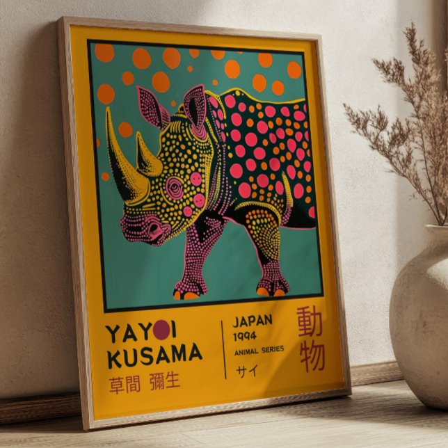 Affiche Yayoi Kusama Retro Rhino Illustration Exhibition (Créateur téléchargé)