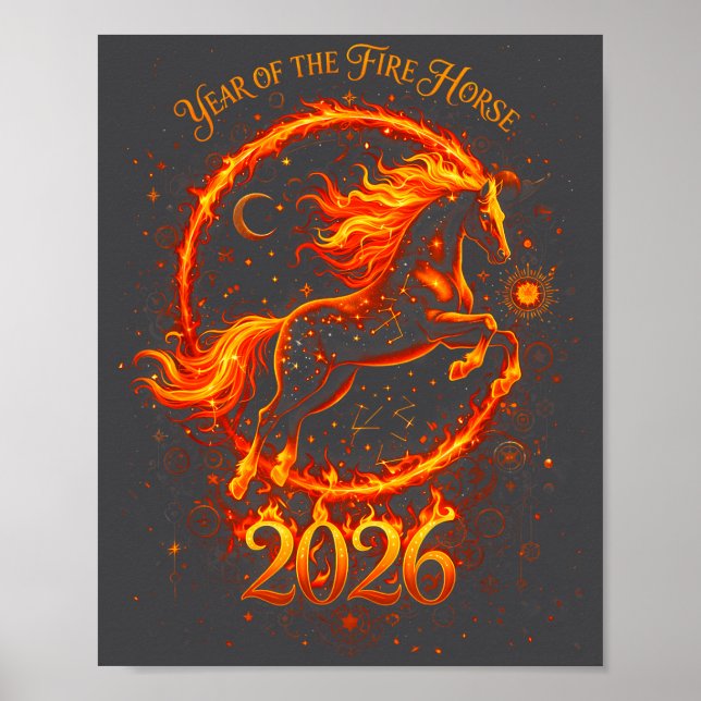 Affiche Year Of The Fire Horse 2026 Chinese New Year  (Devant)