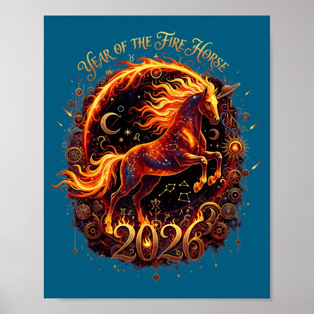 Affiche Year Of The Fire Horse 2026 Lunar Chinese New Year (Devant)