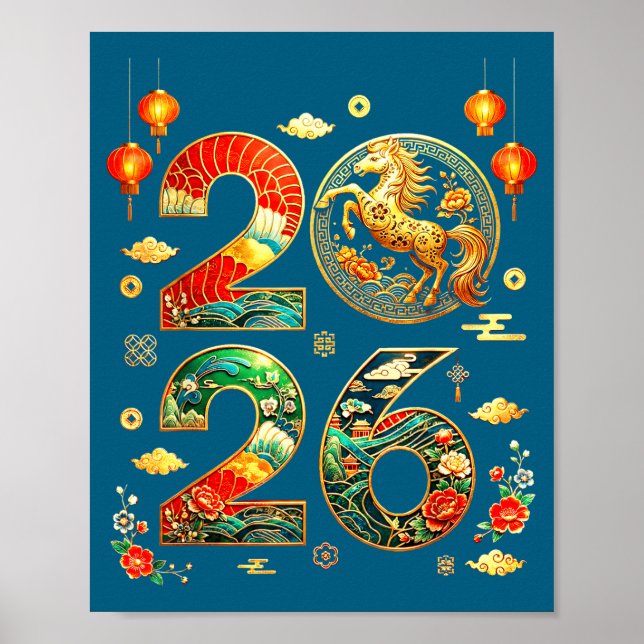 Affiche Year Of The Horse 2026 Chinese New Year Lunar New  (Devant)