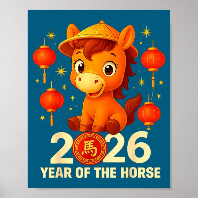 Affiche Year Of The Horse 2026 Lunar New Year Chinese New  (Devant)