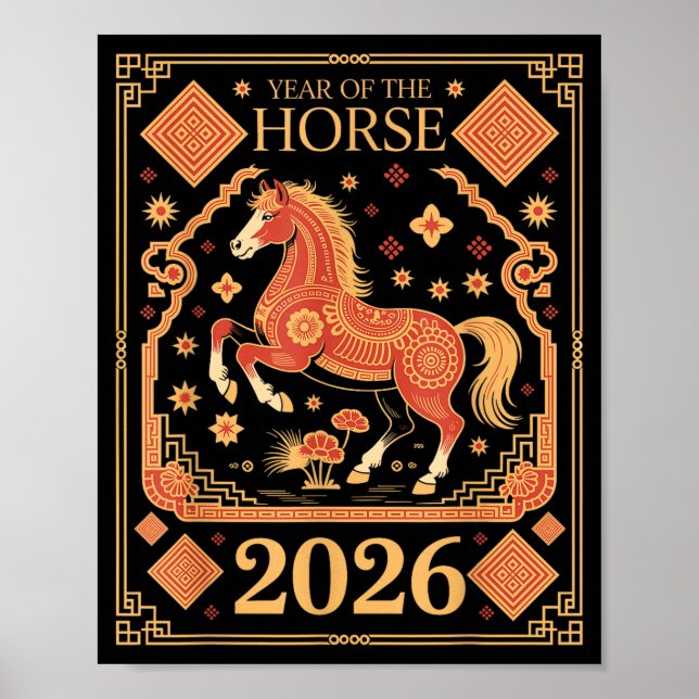 Affiche Year Of The Horse – Chinese Zodiac New Year 2026  (Devant)