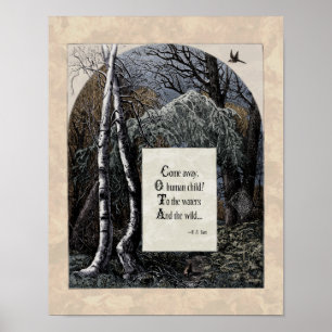 Affiche Yeats "L'enfant volé" Poème d'art victorien 11x14